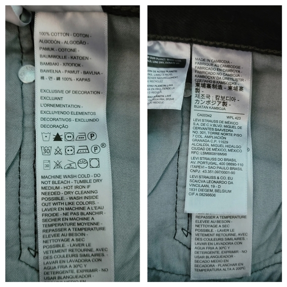 LEVI'S 501 Black Raw Hem Ribcage Button Fly Distressed Jeans Short Size 28 - Picture 10 of 12